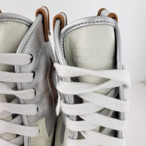 Fornarina x Cowgirls High Top Hidden Wedge Boot Sneakers White Gold Silver 8537 - Picture 5 of 7